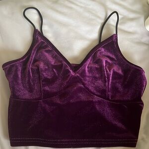 purple velvet cropped tank top